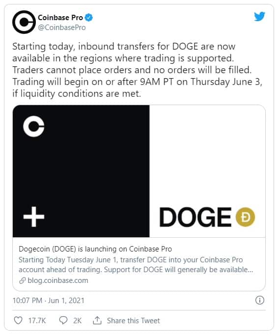 Coinbase Pro - DOGE